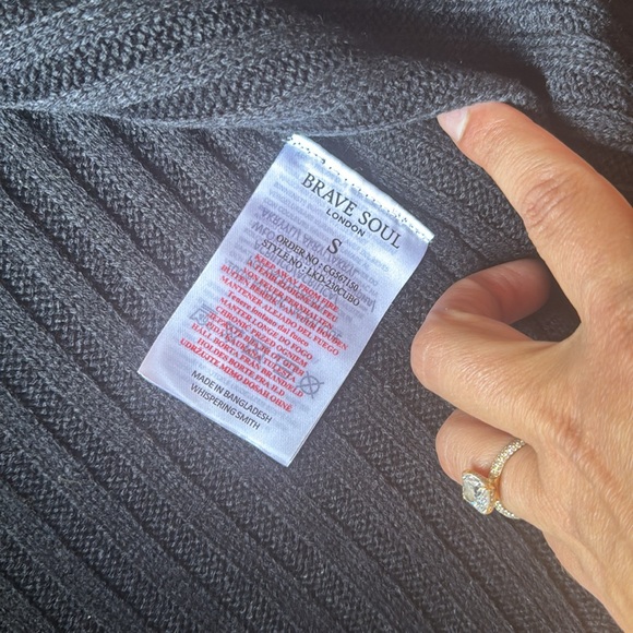 Brave Soul London: Cubo Ribbed Jumper Dress w/Side Split in Black - like new - Picture 7 of 9